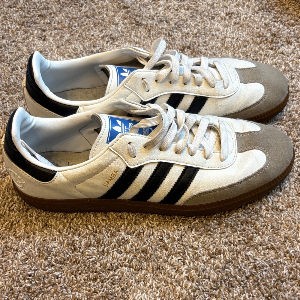 Adidas Samba White and Black Trainers